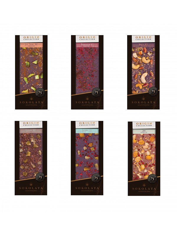 6 Origin Chocolate Bars 100g [#17-50]